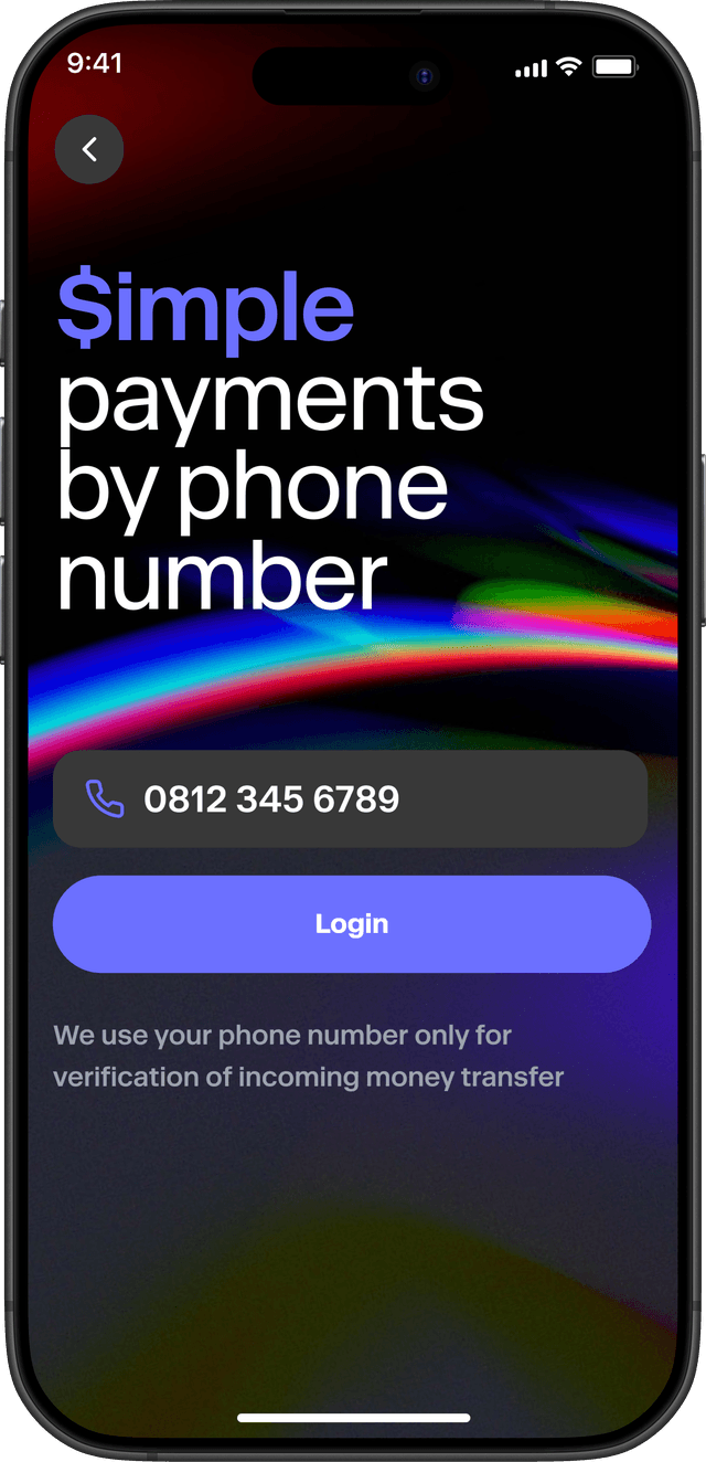 Login screen showing phone number verification